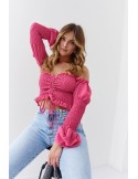 Elastic long-sleeved Spanish blouse, dark pink 80140 - Online store - Boutique